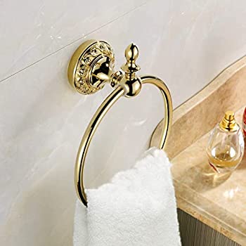 【中古】【輸入品・未使用】Leyden Wall Mount Bathroom Golden Ti-PVD Finish Brass Material Towel Ring Racks