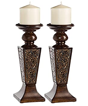 【中古】【輸入品・未使用】(Candle Holder (set of 2)) - Creative Scents Schonwerk Pillar Candle Holder Set of 2- Crackled Mosaic Design- Functional Table Decorati 16,343円