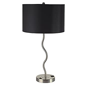 【中古】【輸入品・未使用】Ore International 6224T-BK Black Wave Table Lamp with Convenient Outlet and Adjustable Bulb Socket%ｶﾝﾏ% 28.5 by ORE