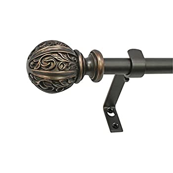 【中古】【輸入品・未使用】Beme International 5/8%ﾀﾞﾌﾞﾙｸｫｰﾃ% Montevilla Core Leaf Ball Telescoping Drapery Rod Set%ｶﾝﾏ% 48-86%ﾀﾞﾌﾞﾙｸｫｰﾃ%%ｶﾝﾏ% Vintage Bronze by Be