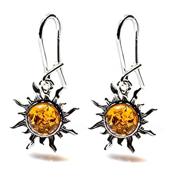 【中古】【インポート品・未当て嵌める】Amber Sterling Silver Sun Earrings その他-ジュエリー・アクセサリー