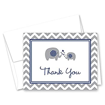 【中古】【輸入品・未使用】50 Cnt Navy Chevron Elephant Baby Thank You Cards|スカイマーケットプラス