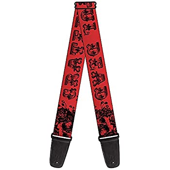 【中古】【輸入品・未使用】バックルダウンGS-WGD009ギターストラップ - グレイトフルデッドテキストw/スカル＆ローゼズレッド - 2%ﾀﾞﾌﾞﾙｸｫｰﾃ%ワイド - 29-54%ﾀﾞﾌﾞﾙｸｫｰﾃ%長
