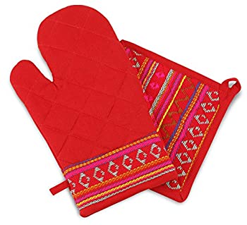 【中古】【輸入品・未使用】(Red) - Pot Holder & Oven Mitt - Latin Design (Red) 24,841円