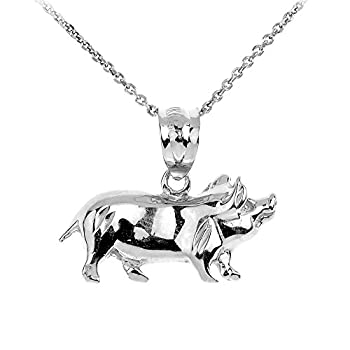 【中古】【輸入品・未使用】Animal Kingdom 高光沢925スターリングシルバー 豚チャームペンダントネックレス シルバー|スカイマーケットプラス