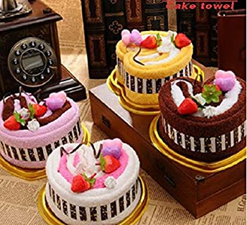 【中古】【輸入品・未使用】ユニック アイディア コットン 綿 ハート ケーキ デザート ギフト ボックスタオル ギフト (MIX X４PCS) [並行輸入品]