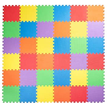 【中古】【輸入品・未使用】Non-Toxic Extra-Thick 36 Piece Children Play & Exercise Mat - Comfortable Cushiony Foam Floor Puzzle Mat%ｶﾝﾏ% 6 Vibrant Colors for Kids｜スカイマーケットプラス