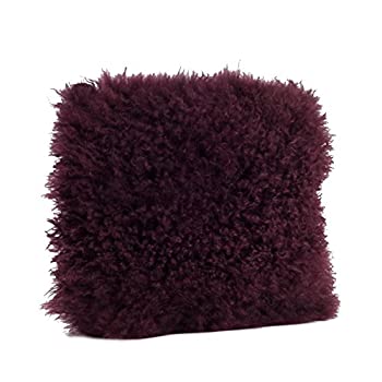 【中古】【輸入品・未使用】SARO LIFESTYLE 1-Piece Mongolian Fur Design Pillow Set%ｶﾝﾏ% 16-Inch%ｶﾝﾏ% Eggplant%ｶﾝﾏ% Square [並行輸入品]