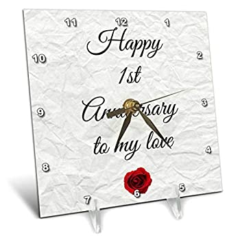 【中古】【輸入品・未使用】3dRose Happy 1st Anniversary To My Love 人工紙のような背景 - デスククロック、15.24 x 15.24cm (dc_221892_1)