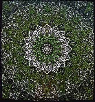 【中古】【輸入品・未使用】Popular Psychedelic Mandala Hippie Tapestry Indian Wall Hanging Bedspread 84x90 Inches (215x230cms) by Popular Handicrafts [並行輸入品]｜スカイマーケットプラス