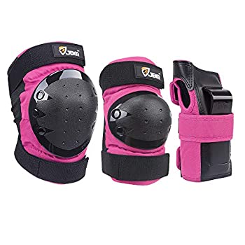 【中古】【インポート品・未当て嵌める】JBM international 成年者/お子さん用 膝パッド 肘パッド 手関節かばい立て 3はたご屋1 保護すること歯車仕掛ける サクラ色 成年者用 プロテクター-自転車・サイクリング-スポーツ・アウトドア