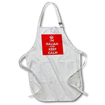 【中古】【輸入品・未使用】(White-Full) - 3dRose I Cant Keep Calm Im Italian Red%ｶﾝﾏ% Full Length Apron%ｶﾝﾏ% 60cm by 80cm%ｶﾝﾏ% White%ｶﾝﾏ% With Pockets