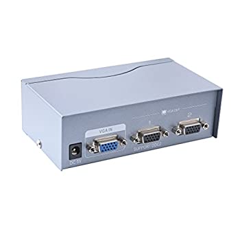 【中古】【輸入品・未使用】DTECH 2 Way Powered VGA Splitter Amplifier Box High Resolution 1080p SVGA Video 1 in 2 out 250 Mhz for 1 PC to Dual Monitor Computer