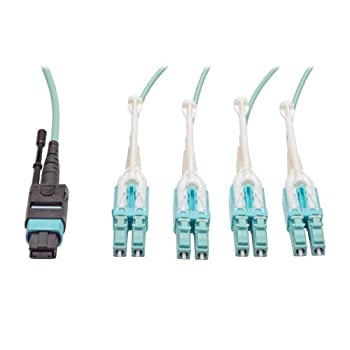 【中古】【インポート品・未当てはめる】TRIPP LITE 3-Feet Fan-Out Cable Push/Pull Tab MTP/MPO to 8 x LC 40Gbase OM3 Plenum Aqua [並行輸入品]