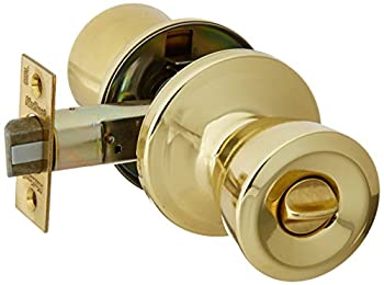 【中古】【輸入品・未使用】Kwikset Abbey ベッドルーム/バスルーム プライバシー ドアノブ マイクロバン抗菌保護 光沢真鍮｜スカイマーケットプラス
