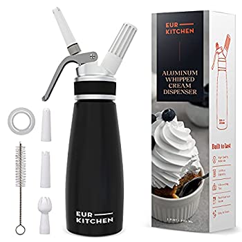 【中古】【輸入品・未使用】EurKitchen Professional-Grade Artisanal Whipped Cream Dispenser - All Aluminum Body and Head - 1-Pint - Delicious Dessert Recipes Inclu