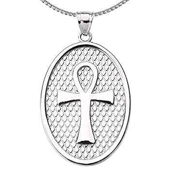 【中古】【輸入品・未使用】エジプトAnkh Cross Engravable inスターリングシルバー楕円形ペンダントネックレスチェーン付き シルバー｜スカイマーケットプラス