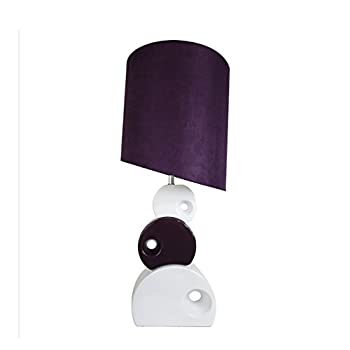 【中古】【輸入品・未使用】Elegant Designs LT1038-PRP Stacked Circle Ceramic Table Lamp with Asymmetrical Shade%ｶﾝﾏ% Purple [並行輸入品]