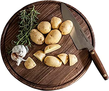 【中古】【インポート品・未当て嵌める】Round Walnut Wood Cheese Cutting Board with Juice Drip Groove (13.5 Inch Diameter) by Virginia Boys Kitchens