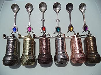 【中古】【インポート品・未当て嵌める】Authentic Handmade Brass Turkish Salt Pepper Spice Grinder Mill -- 2 \u0027Free\u0027 Handmade Spoons with Purchase (Antique Brass) by Acar [並行