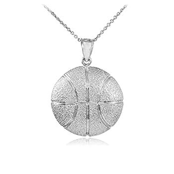 【中古】【輸入品・未使用】Sports Charms ソリッド925スターリングシルバー ハンマー加工 バスケットボールペンダントネックレス シルバー|スカイマーケットプラス