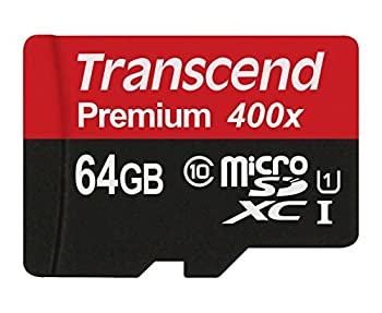 【中古】【インポート品・未当て嵌める】Transcend 64GB MicroSDXC Class 10 UHS-1 Memory Card with Adapter up to 60MB/s (TS64GUSDU1PE) [並行輸入品]