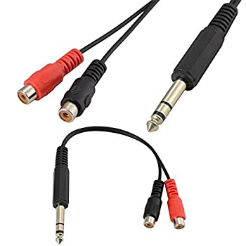 【中古】【輸入品・未使用】20cm 1/8%ﾀﾞﾌﾞﾙｸｫｰﾃ% 6.35mm Male to 2 RCA Phono Female Jack Stereo Audio Y Splitter Cable by SuperWhole [並行輸入品]