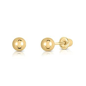 【中古】【輸入品・未使用】14k Yellow Gold Ball Stud Earrings with Secure Screw-backs - 3mm