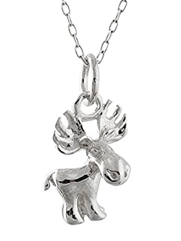 【中古】【輸入品・未使用】FashionJunkie4Life スターリングシルバー 小さな3Dヘラジカチャームネックレス 18インチケーブルチェーン|スカイマーケットプラス
