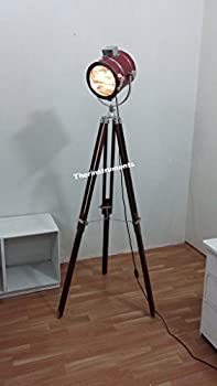 【中古】【輸入品・未使用】Theaterデザインクロム床スポットライトwith Leather Heavy三脚Lamppodスタンドランプ