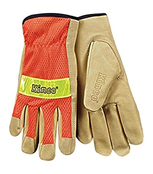 【中古】【輸入品・未使用】KINCO 909-L Men's Unlined Grain Pigskin Mesh Back Gloves%ｶﾝﾏ% Safety%ｶﾝﾏ% Large%ｶﾝﾏ% Orange by KINCO INTERNATIONAL