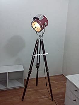 【中古】【輸入品・未使用】collectibleレザーサーチライトスポットライトwith Heavyブラウン三脚フロアランプ｜スカイマーケットプラス