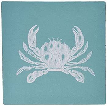 【中古】【輸入品・未使用】3dRose LLC 8 x 8 x 0.25 Inches Mouse Pad%ｶﾝﾏ% White Crab Etched Teal Turquoise Aqua Blue - Nautical Beach Sea Ocean (mp_164898_1) [並行