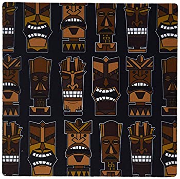 【中古】【インポート品・未当て嵌める】3dRose LLC 8 x 8 x 0.25 Inches Mouse Pad%ｶﾝﾏ% Cute Tiki Mask Print Large - Brown on Black (mp_77485_1) [並行輸入品]