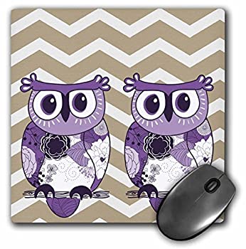 【中古】【輸入品・未使用】3dRose LLC 8 x 8 x 0.25 Inches Mouse Pad%ｶﾝﾏ% Two Purple Owls with Beige and White Chevron (mp_162266_1) [並行輸入品]