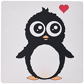 【中古】【輸入品・未使用】3dRose LLC 8 x 8 x 0.25 Inches Mouse Pad%カンマ% Cute Penguin with Love Heart Black And White Cartoon Sweet Kawaii Adorable Baby Animal On画像