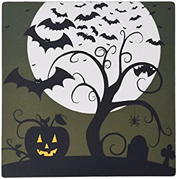【中古】【輸入品・未使用】3dRose LLC 8 X 8 X 0.25 Inches Toon Spooky Tree Jack O Lanterns and Bats with Moon Mouse Pad (mp_28916_1) [並行輸入品]