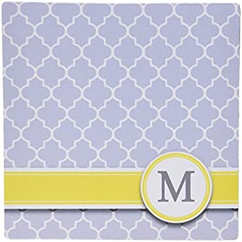 【中古】【輸入品・未使用】3drose Your Personal Name Initial Letter M - Monogrammed Grey Quatrefoil Pattern - Personalized Yellow Gray - Mouse Pad [並行輸入品]