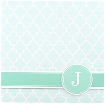 【中古】【輸入品・未使用】3dRose LLC 8 x 8 x 0.25 Inches Mouse Pad%ｶﾝﾏ% Personalized Letter J Aqua Blue Quatrefoil Pattern Teal Turquoise Mint Monogrammed Person