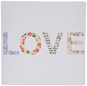 【中古】【輸入品・未使用】3dRose 8 X 8 X 0.25 Love Romantic Floral Typography Girly Text Flowery Shabby Chic Valentines Day Flower Design Mouse Pad (mp_112807_1)