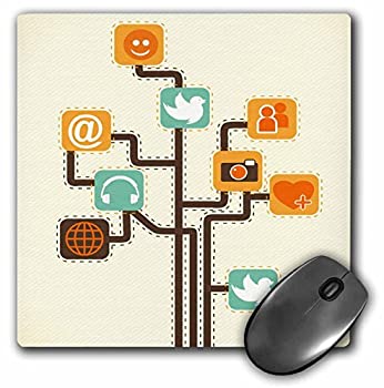【中古】【インポート品・未当て嵌める】3dRose LLC 8 x 8 x 0.25 Inches Mouse Pad%ｶﾝﾏ% Social Media Internet Icons Geek Tree Vector Design (mp_104600_1) [並行輸入品]