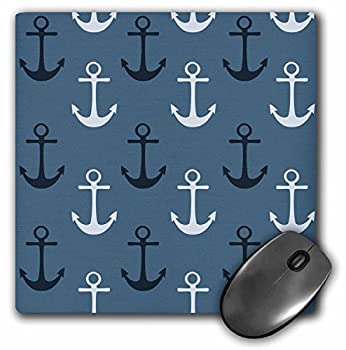 【中古】【輸入品・未使用】3dRose LLC 8 x 8 x 0.25 Inches Mouse Pad%ｶﾝﾏ% Nautical Anchors in Blue and White Beach Theme (mp_123490_1) [並行輸入品]