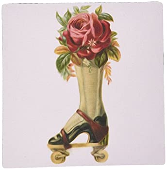【中古】【インポート品・未当て嵌める】3dRose 8 x 8 x 0.25 Inches Vintage Steampunk Victorian Lady Boot Roller Skate with Red Rose Bouquet Mouse Pad (mp_104671_1) [並行輸入品