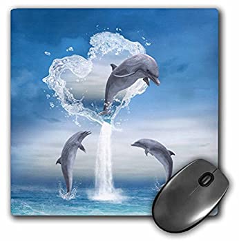 【中古】【輸入品・未使用】3dRose LLC 8 x 8 x 0.25 Inches Mouse Pad%カンマ% A Dolphin Jumps Out of A Water Heart into The Ocean (mp_172929_1) [並行輸入品]画像