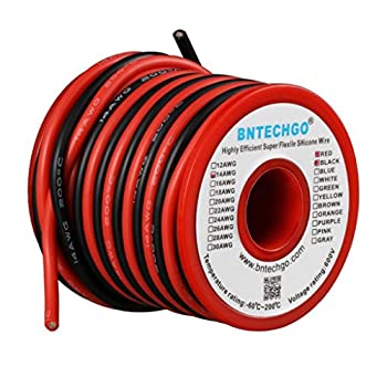 【中古】【輸入品・未使用】BNTECHGO 14ゲージ シリコーンワイヤー 超柔軟性 フレキシブルシリコーンケーブル線 6.09mブラックと6.09mレッド 長さ延べ12.18メートル 断熱範|スカイマーケットプラス