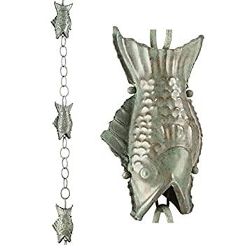 【中古】【インポート品・未当て嵌める】Good Directions フィッシュピュアブルーベルデ銅 8.5フート レインチェーンリーダー