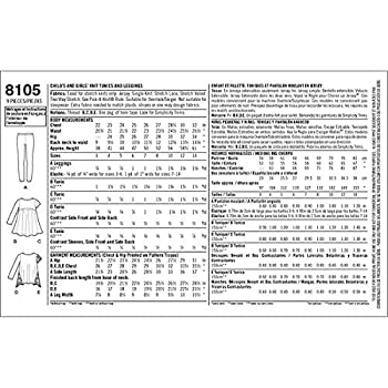 【中古】【輸入品・未使用】Simplicity 8105 縫いやすい女の子と子供用チュニックとレギンスの裁縫パターン、サイズ3～6