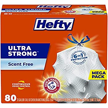 【中古】【輸入品・未使用】Hefty Ultra Strong Tall Kitchen Drawstring Trash Bags (Scent Free%カンマ% 13 Gallon%カンマ% 80 Count) by Hefty