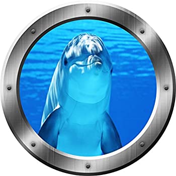 【中古】【輸入品・未使用】Porpoise Wall Decal Dolphin Porthole 3D Wall Sticker Peel And Stick Decor VWAQ-SP29 (14 Diameter) by VWAQ