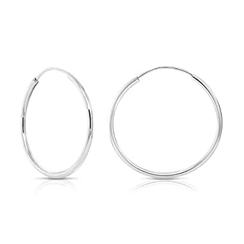 【中古】【輸入品・未使用】14Kホワイトゴールド ラウンドエンドレスフープピアス - 10~18mm|スカイマーケットプラス
